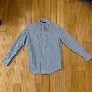 J. Crew Navy and White Striped Button Down Shirt